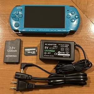 Rare Turquoise Sony PSP 3000 3004 System w/ 64gb Memory Card Bundle Import - Picture 1 of 9
