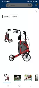 Elenker Upright Rollator Walker For Seniors Red 3 Wheel - Picture 1 of 7