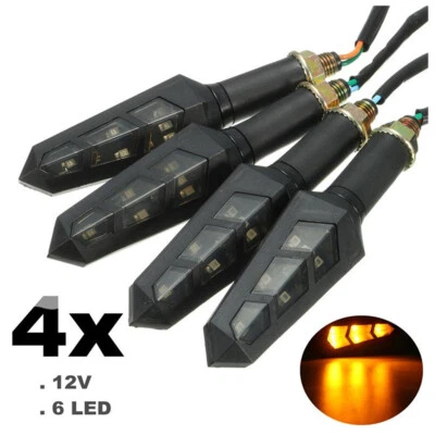 4Pc 12V 6LED Smoke Len Motorcycle Turn Signal Indicator Light Turning Lamp Amber — 第 1/4 张图片