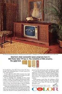 Anuncio impreso vintage de TV a color RCA Victor de la década de 1960 Sanlúcar circuito de cobre, TV a color de 25" - Imagen 1 de 1