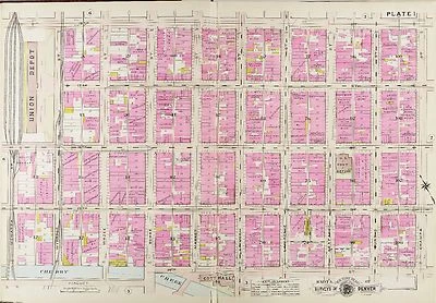 1905 Denver Colorado, Union Depot y Ayuntamiento 14th St - 18th St Baist Atlas Mapa Foto 1 de 3