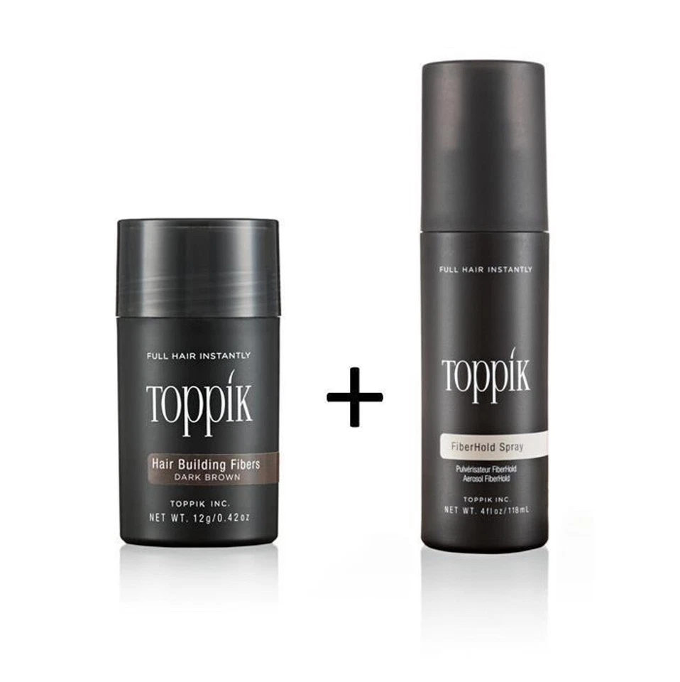 TOPPIK SET 12 g. Hair Fibers + Fiberhold Spray 118ml. - hair thickener concealer - Image 1 of 1