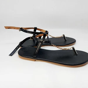 Flat Black Womens Sandals Size UK 6 - Picture 1 of 6