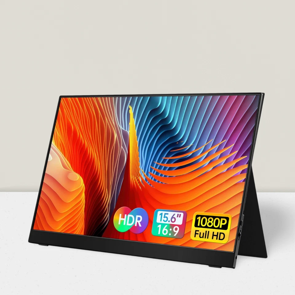 15.6" Portable Monitor 1080P FHD USB-C HDMI with Cover and Speakers for Laptop - Image 1 of 4
