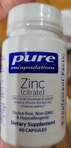 Pure Encapsulations ZINC ( CITRATE )--60 Capsules Exp: 11/2025 - Picture 1 of 3