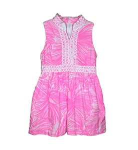 Lilly Pulitzer Mini Franci Dress Girls 7 Pink White Crochet Fit & Flare Floral - Picture 1 of 22