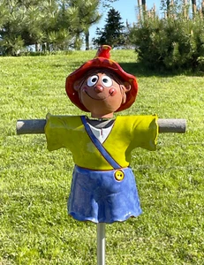 Keramik Gartenstecker Dekoration Statue Vogelscheuche H30cm Midene Handgefertigt - Bild 1 von 11