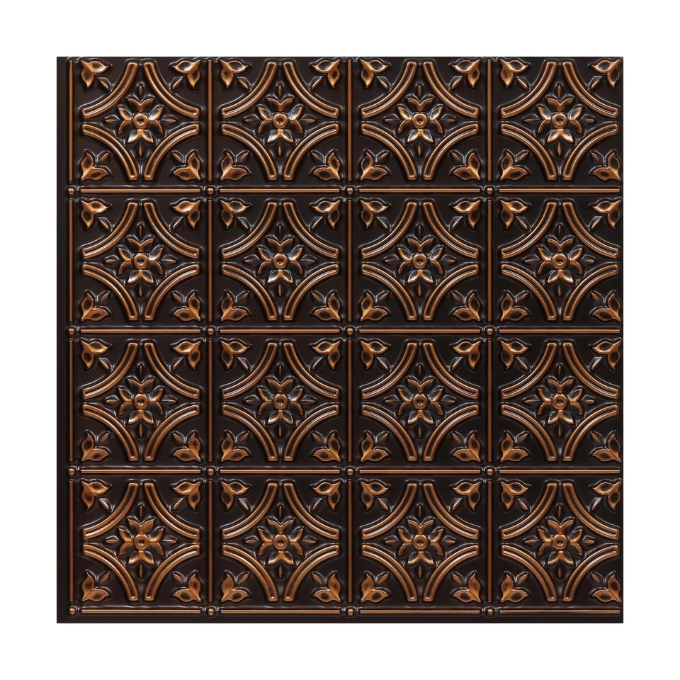 Rimas góticas - Azulejo de techo de hojalata sintética - Paquete de 25 de cobre antiguo Foto 1 de 4