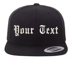 CUSTOM ADD YOUR TEXT Yupoong Classic 6089M Snapback Hat Plain Black Embroidered - Picture 1 of 6