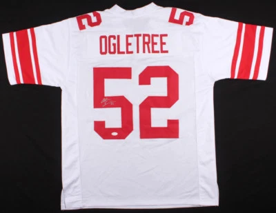 Alec Ogletree Signed New York Giants White Jersey (JSA COA) All Pro Linebacker - Image 1 of 4