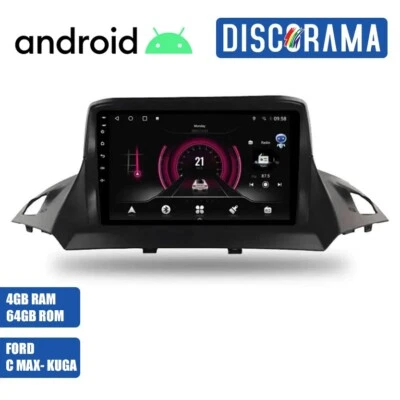 AUTORADIO ANDROID FORD KUGA E C-MAX 4/64GB 2013-2018 STEREO AUTO TOUCH 9" WIFI - Immagine 1 di 4