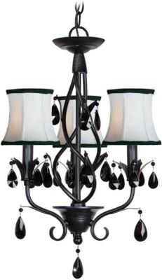 Lámpara de araña Woodbridge Lighting 12155-BLK Avigneau de 3 luces, negra Foto 1 de 4