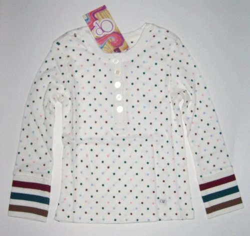 Girls Ocean Pacific henley top XS 4/5 LS dots NWT OP O.P. - Image 1 of 1