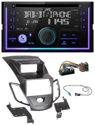JVC MP3 USB 2DIN DAB Bluetooth CD Autoradio für Ford Fiesta 10-17 Display schwar - Bild 1 von 4