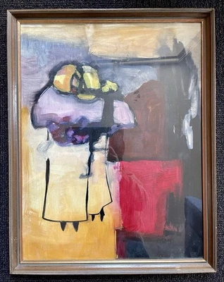 Ancien tableau Eileen AGAR portrait surréaliste cubisme Picasso composition hst - Photo 1/4