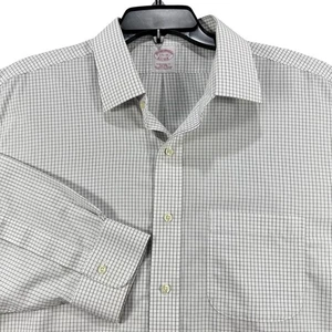Camisa de vestir Brooks Brothers ajuste tradicional para hombre 17,5-33 blanca negra a cuadros L/S - Imagen 1 de 13