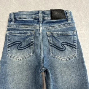 Pantalones de mezclilla plateados Nathan Boy talla 7 ajustados elásticos cintura ajustable azul - Imagen 1 de 12