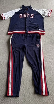 New Jersey Nets Vintage Unk NBA Terciopelo Calentamiento Jersey y Pantalón Traje Talla XXL Foto 1 de 4