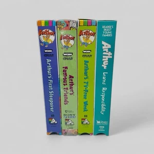 Arthur Learns Responsibility VHS Famous Friends TV Free Sleepover Lot Of 4 WORKS - Picture 1 of 8