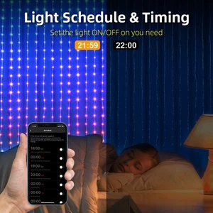 Programmable DIY Hanging RGBIC Smart LED Curtain Fairy String Light App Control - Picture 1 of 20