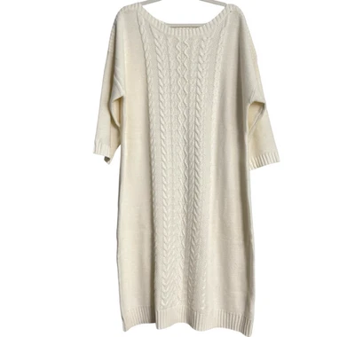 Old Navy Women's Maternity Cable Knit Sweater Dress XXL Ivory Pullover Cozy Soft - Image 1 of 4
