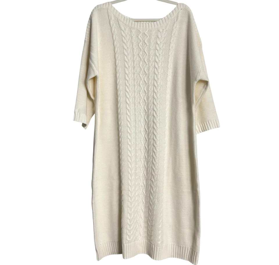 Old Navy Women's Maternity Cable Knit Sweater Dress XXL Ivory Pullover Cozy Soft - Image 1 of 4