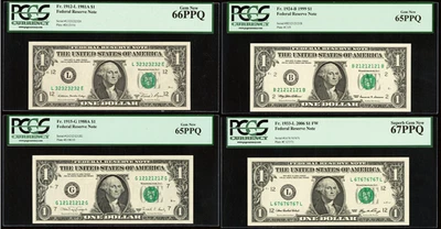 SET OF FOUR $1 FRN Super Repeater Currency Bundle PCGS 65, 66 67 PPQ - Image 1 of 2