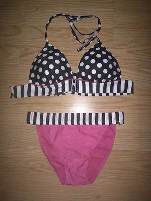 Cute Pink and Black Polka Dot Bikini Size L - Image 1 of 2
