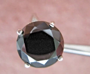 6.20ct 100% REAL NATURAL BLACK DIAMOND RING,CERTIFICATE,FREE DIA TESTER SIZE 5 - Picture 1 of 12
