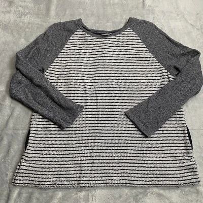 Sudadera J.Jill XL Algodón Lazo Terry Rayas Bolsillos Bloques de Color Foto 1 de 4