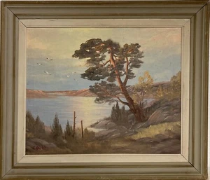 Ölbild Impressionist E. Dahl Schärenküste mit Kiefer Ostsee Schweden - Bild 1 von 8