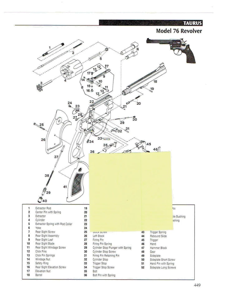Revólver TAURUS Modelo 76 y Modelo 80 Explotado Ver Piezas 2011 Anuncio Foto 1 de 1