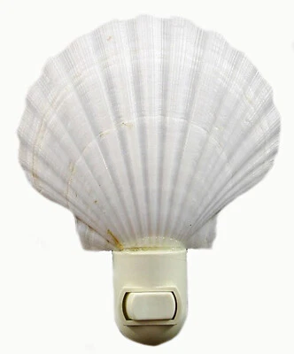 Interruptor de encendido/apagado decorativo concha de vieira blanca luz nocturna Seashell decoración de playa Foto 1 de 4