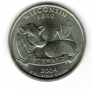 2004-P Philadelphia Brilliant Uncirculated Wisconsin 30TH State Quarter Coin! - Picture 1 of 2