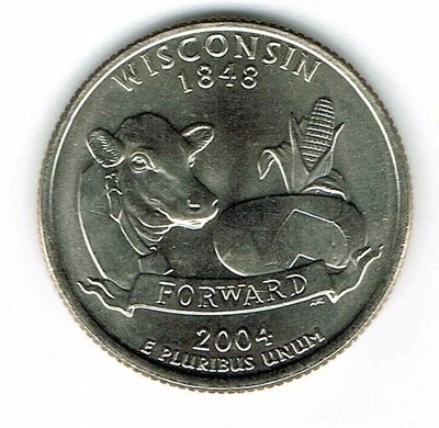 2004-P Philadelphia Brilliant Uncirculated Wisconsin 30TH State Quarter Coin! - Image 1 of 2