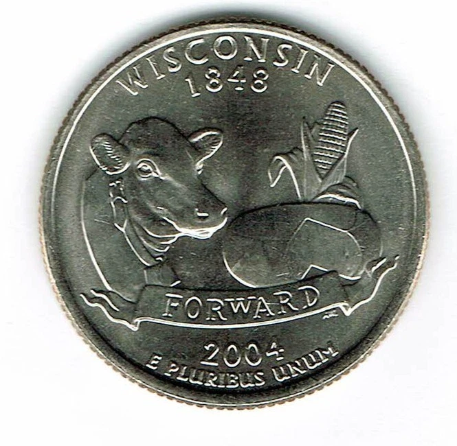 2004-P Philadelphia Brilliant Uncirculated Wisconsin 30TH State Quarter Coin! - Image 1 of 2