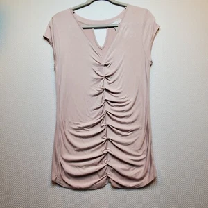 Design History Womens Sleeveless Top Shirt Blouse Large Pink Drape Front Keyhole - Picture 1 of 9