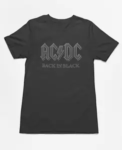 80s ACDC Back in Black Album Rock Band Tour Retro Vintage Men's T-Shirt 100024 - Picture 1 of 5