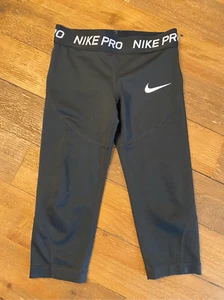 Nike Pro XS girls black active wear athletic panes leggings - Picture 1 of 5