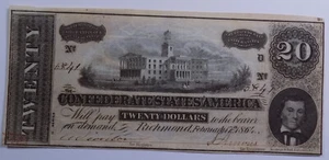 1864 $20 Confederate States of America T-67 nice AU - Choice AU - Picture 1 of 2