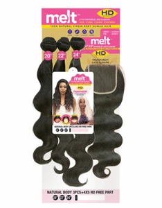 Janet Collection Melt - Natural Body 3Piece + 4X5 HD Lace Free Part Closure - Picture 1 of 3