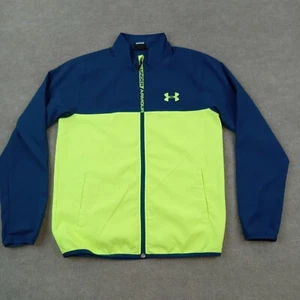 Under Armour Sweatshirt Youth Boys Large Green Blue Full Zip Lightweight - Picture 1 of 11
