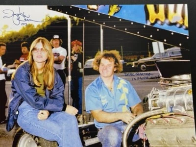 VRHTF NHRA VTG RARE "JUNGLE PAM SIGNED PHOTO OF THE PAIR DRAG RACING IS FAR OUT" - Image 1 of 4