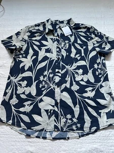 Camisa Banks Journal Fingal Manga Corta Insignia Azul XL Tropical Floral Botón - Imagen 1 de 9