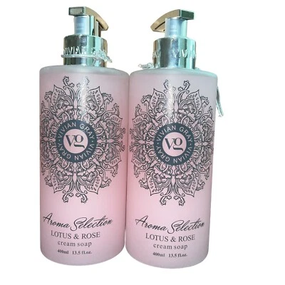 Jabón crema Vivian gris loto y rosa paquete de 2 13,5 oz cada uno jabón de manos de lujo NUEVO Foto 1 de 3
