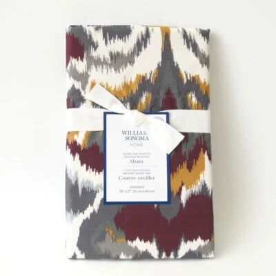 WILLIAMS SONOMA Jahari Ikat Satén Simulado Algodón Orgánico Estampado, Estándar 27"x20" Foto 1 de 4