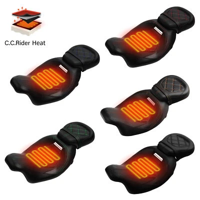 Asiento de conductor y pasajero con calefacción apto para Harley Electra Street Glide 2009-2023 EE. UU. Foto 1 de 4