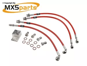 MX5 Hel Performance Stainless Brake Line Set In Red Mazda MX-5 Mk1 & Mk2 1989-05 - Picture 1 of 8