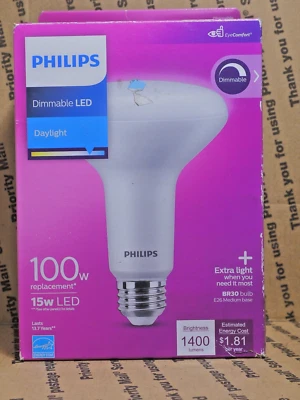 Philips BR30 E26 (Medium) LED Floodlight Bulb Daylight 100 Watt EQ 15W  1 pk NEW - Image 1 of 2