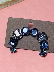 Vintage Estate Chico's Shades Of Blue Rhinestone Earrings-On Original Card - Picture 1 of 8